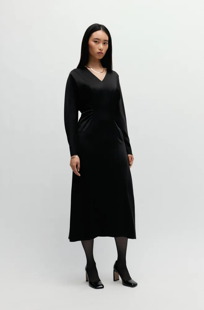 Gathered-detail regular-fit dress soft satin