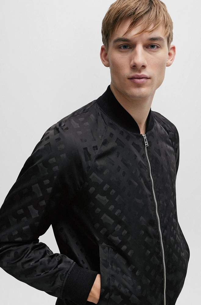 Regular-fit jacket with 3D-effect monogram jacquard