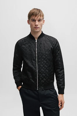 Regular-fit jacket with 3D-effect monogram jacquard