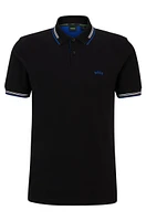 Stretch-cotton slim-fit polo shirt with branded undercollar