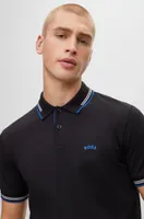 Stretch-cotton slim-fit polo shirt with branded undercollar