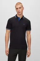 Stretch-cotton slim-fit polo shirt with branded undercollar