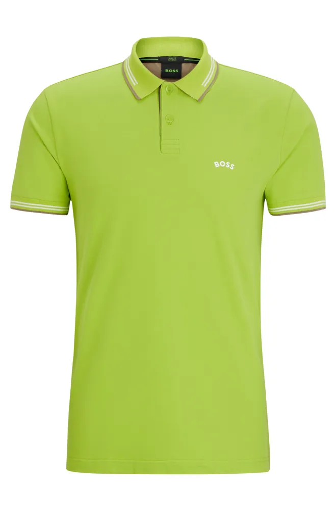 Stretch-cotton slim-fit polo shirt with branded undercollar