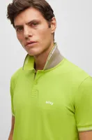 Stretch-cotton slim-fit polo shirt with branded undercollar