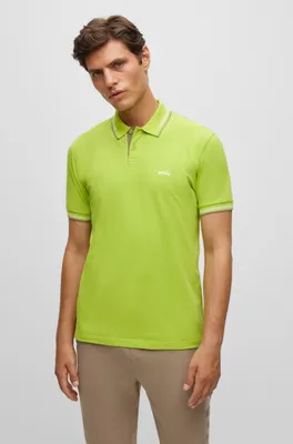 Stretch-cotton slim-fit polo shirt with branded undercollar