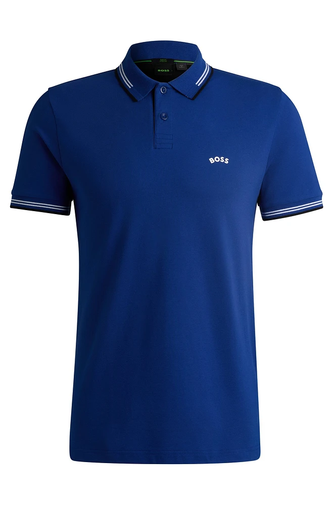 Stretch-cotton slim-fit polo shirt with branded undercollar