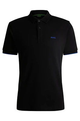 Interlock-cotton slim-fit polo shirt with contrast logo