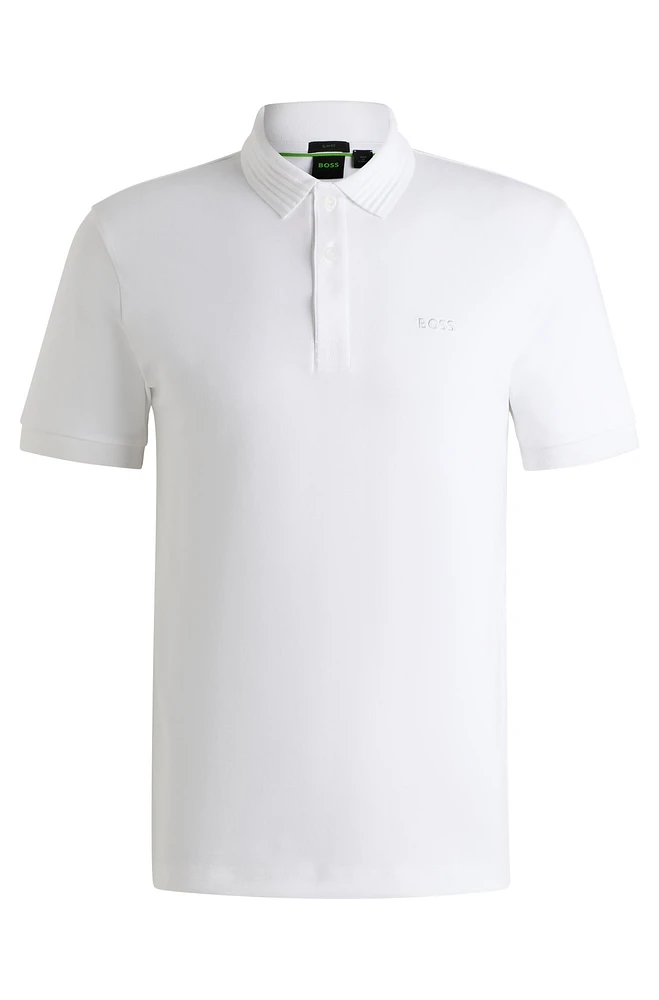 Interlock-cotton slim-fit polo shirt with contrast logo