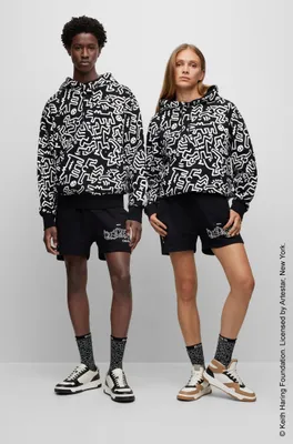 BOSS x Keith Haring gender-neutral cotton hoodie with special artwork