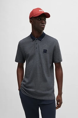 Cotton-piqué polo shirt with twill logo badge