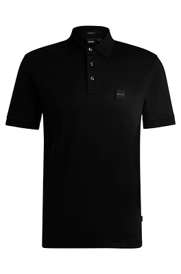 Mercerized-cotton polo shirt with logo badge