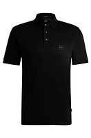 Mercerized-cotton polo shirt with logo badge