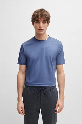 Cotton-jersey T-shirt with signature-stripe collar