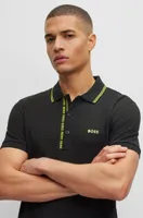 Cotton-piqué slim-fit polo shirt with logo details