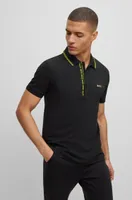 Cotton-piqué slim-fit polo shirt with logo details