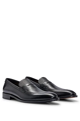 Loafers plain and Saffiano-print leather