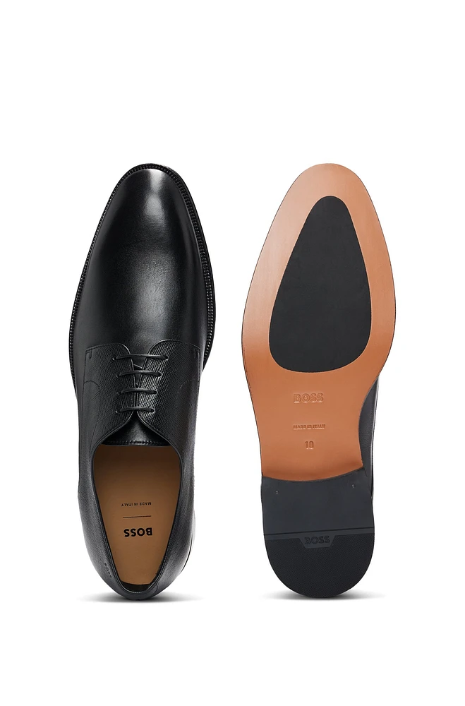 Italian-made Derby shoes smooth and printed leather