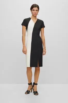 Slim-fit dress with V neckline