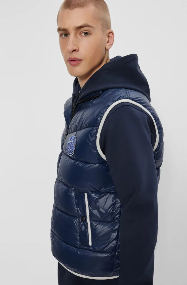 BOSS x NFL water-repellent padded gilet with collaborative branding