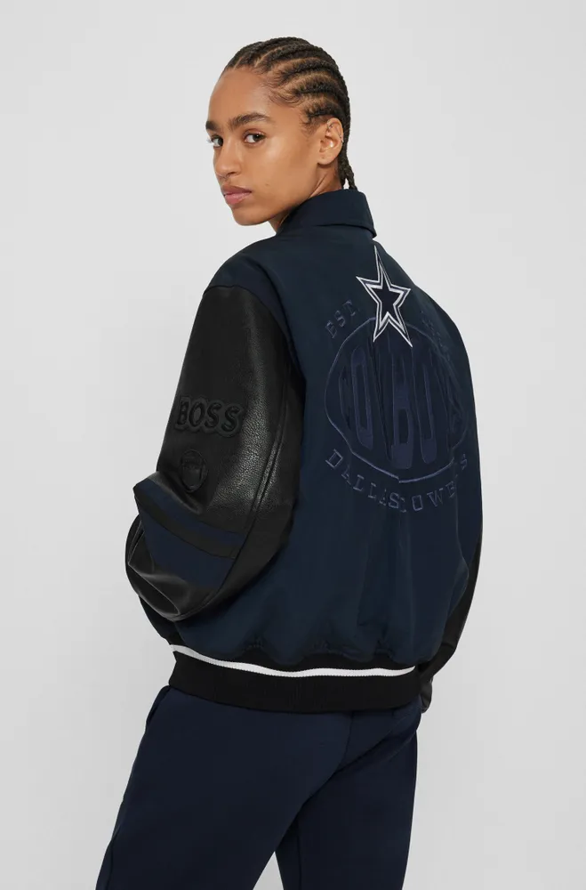 BOSS x NFL water-repellent bomber jacket with collaborative branding