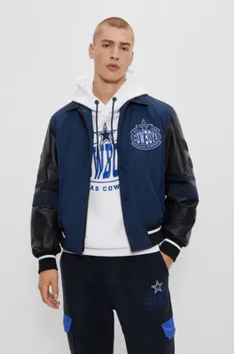 BOSS - Satin bomber jacket with stripes and branding