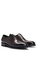 BOSS - Leather Oxford shoes with burnished effect Dark Brown