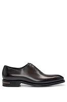 BOSS - Leather Oxford shoes with burnished effect Dark Brown