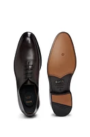 BOSS - Leather Oxford shoes with burnished effect Dark Brown