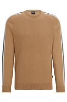 Cotton sweater with color-blocking and mesh detail