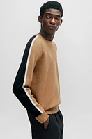 Cotton sweater with color-blocking and mesh detail