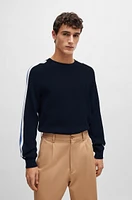 Cotton sweater with color-blocking and mesh detail