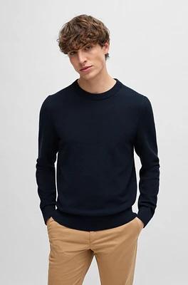 Micro-structured crew-neck sweater cotton