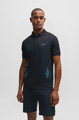 BOSS - Slim-fit polo shirt moisture-wicking stretch fabric Dark Blue