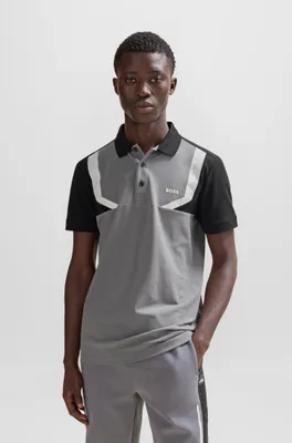 Slim-fit polo shirt with color-blocking