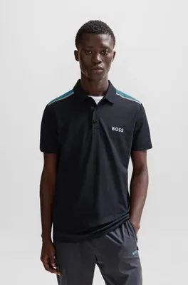 Performance-stretch polo shirt with contrast logo