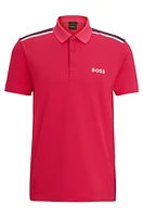 Performance-stretch polo shirt with contrast logo