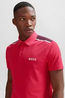 Performance-stretch polo shirt with contrast logo