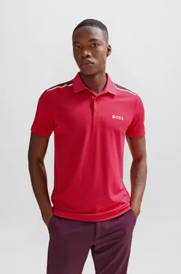 Performance-stretch polo shirt with contrast logo