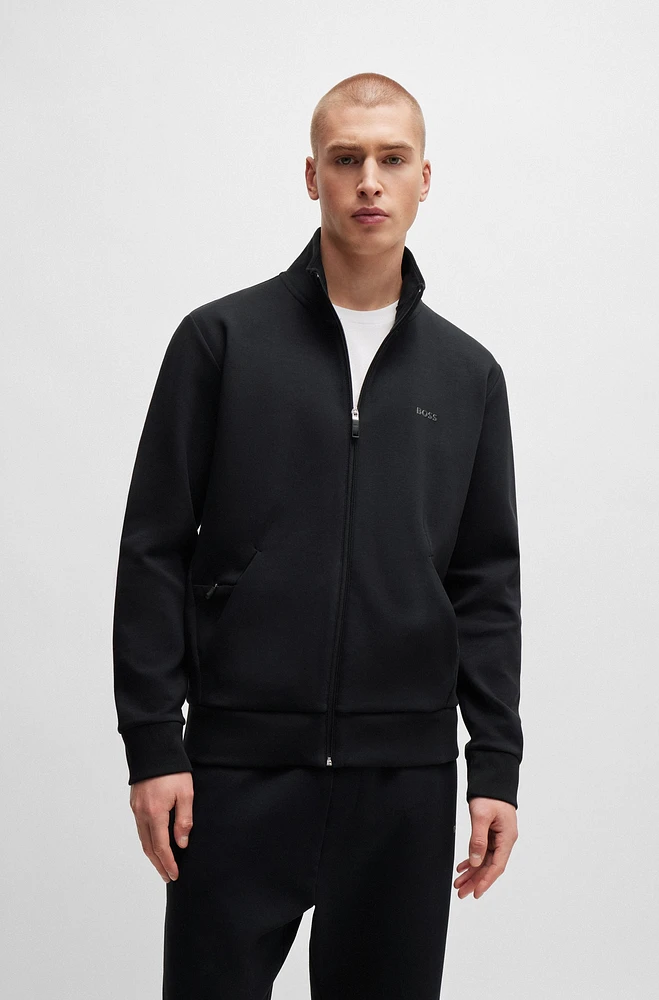 Stretch-cotton zip-up sweatshirt with logo print