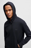 Stretch-cotton zip-up hoodie with logo print