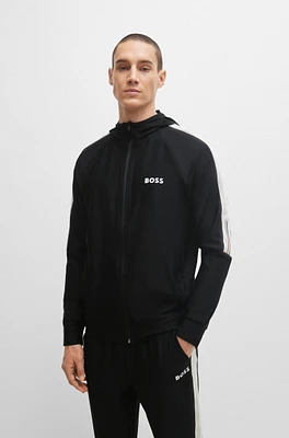 BOSS x MATTEO BERRETTINI Regular-fit zip-up hoodie with signature-stripe artwork