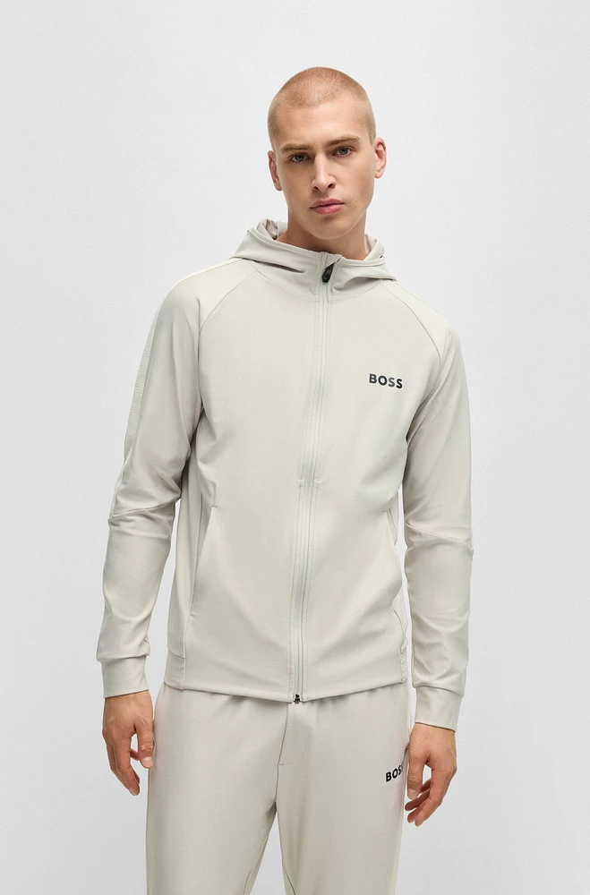 BOSS x MATTEO BERRETTINI Regular-fit zip-up hoodie with signature-stripe artwork