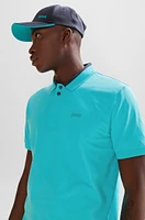 Stretch-cotton polo shirt with 3D-stripe collar