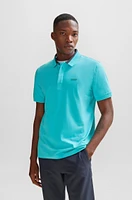 Stretch-cotton polo shirt with 3D-stripe collar