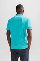 Stretch-cotton polo shirt with 3D-stripe collar