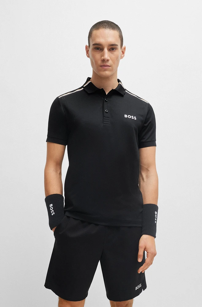 Polo BOSS x Matteo Berrettini slim fit con rayas de la marca