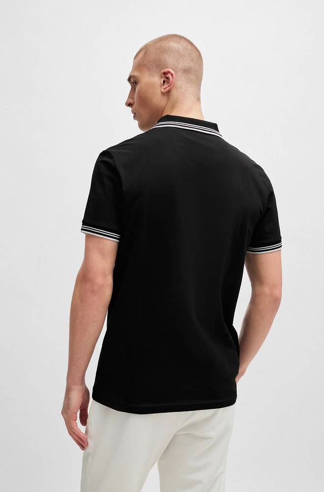 Stretch-cotton slim-fit polo shirt with branding