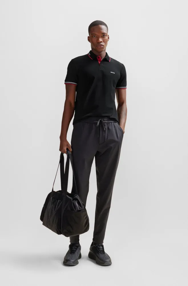 Stretch-cotton slim-fit polo shirt with branding