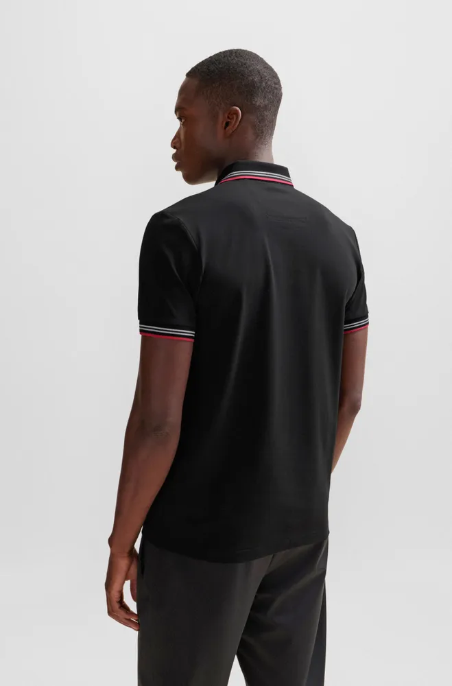 Stretch-cotton slim-fit polo shirt with branding
