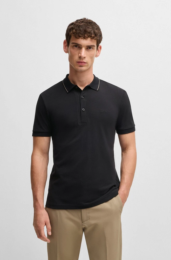 Cotton-piqué slim-fit polo shirt with tonal logo